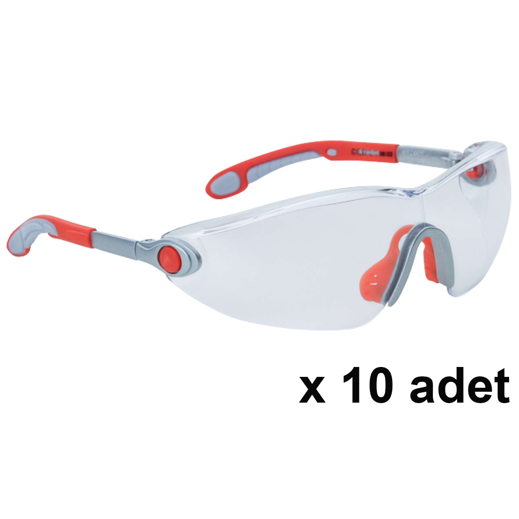 Deltaplus Vulcano2 Clear Şeffaf 10'lu PAKET UV400 Polikarbonat Monoblok Buğulanmaz Çizilmez Ayar Uzayan Saplı İş Güvenlik Gözlüğü