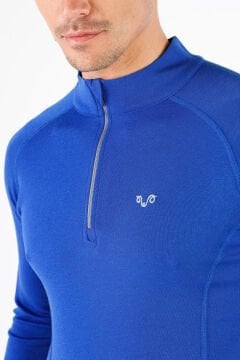 Woolona Astro Mavi Uzun Kollu Fermuarlı %100 Yün Termal İçlik