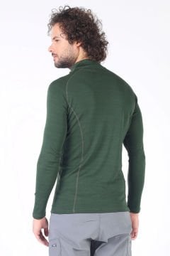 Woolona Astro Yeşil Uzun Kollu Fermuarlı %100 Yün Termal İçlik