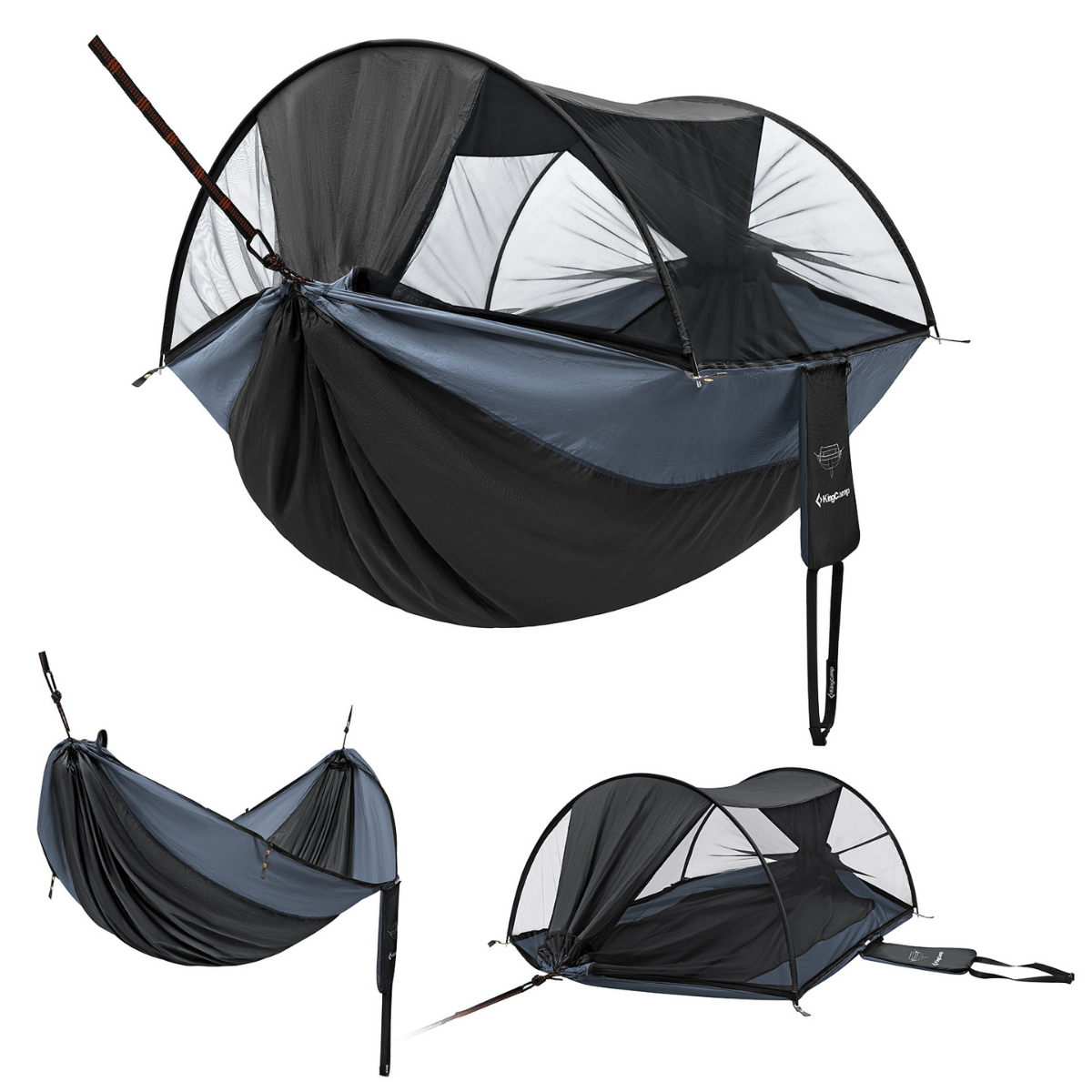 KingCamp Multi-function 3 ü 1 Arada Çift Kişilik Cibinlikli Hamak Black