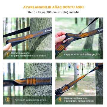 KingCamp Multi-function 3 ü 1 Arada Çift Kişilik Cibinlikli Hamak Black