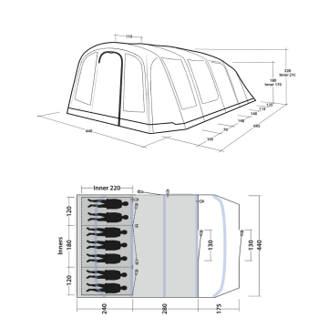 Outwell Tennessee 7 Air 30 M² 7 Kişilik Premium Şişme Çadır