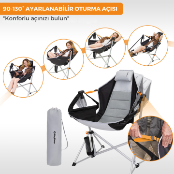 KingCamp Orchid Lux Ayak Dayamalı & Salıncaklı Hamak Kamp Sandalyesi Grey