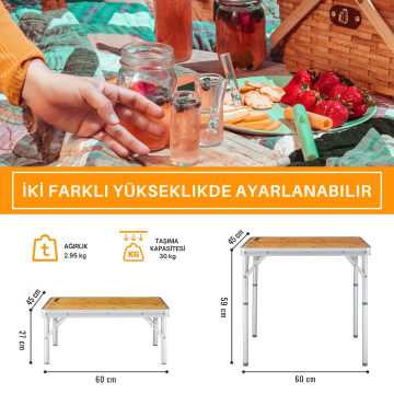 KingCamp Bamboo Mini 60x45 Bambu Kamp Masası