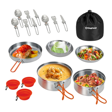 KingCamp Adventurer II Pro Paslanmaz Çelik Kamp Tencere Seti 25 Parça