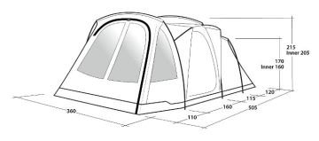Outwell Springwood 6SG 18M² Blackroom 3+1 Odalı 6 Kişilik Yüksek Aile Çadırı