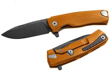 Lionsteel ROK Aluminum Orange handle black blade Çakı