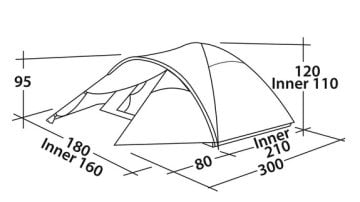 EasyCamp Quasar 300 Steel Blue Blackroom 3 Kişilik Çadır