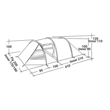 EasyCamp Spirit 300 Steel Blue Blackroom 3 Kişilik Yüksek Aile Çadırı