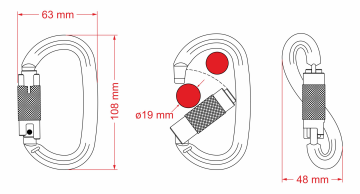Kong Ovalone DNA Auto Block Carbon Otomatik Kilitli Triactlock 40KN Oval Helisel Burgulu Çelik Karabina 414LN0999KK
