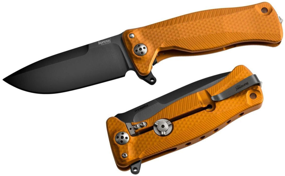 Lionsteel SR11 Aluminum Orange handle black blade Çakı