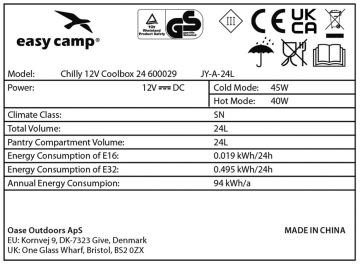 Easycamp Chilly Oto Buzdolabı 12V 24 Litre