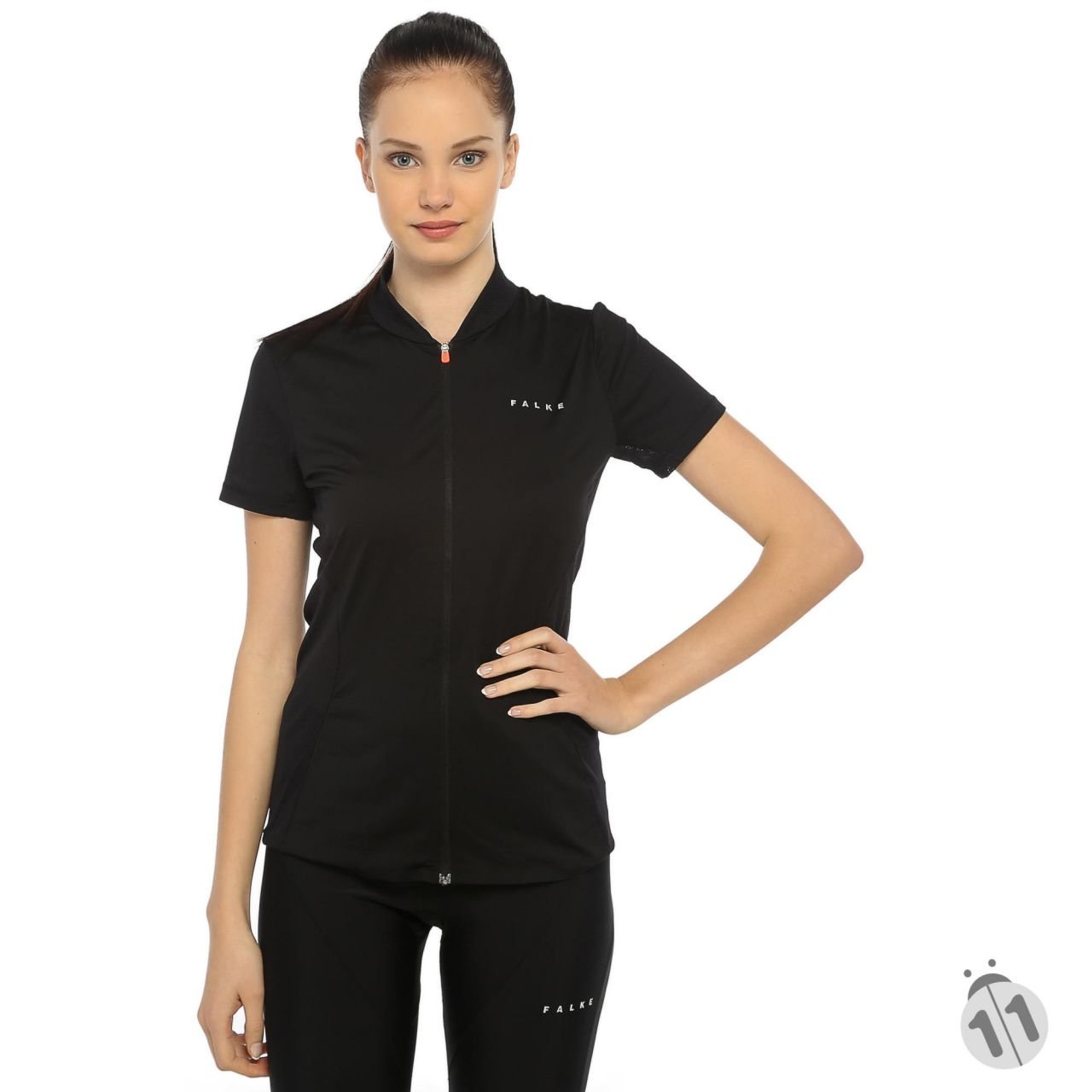 Falke Black DryFit Tam Fermuarlı Profesyonel Sporcu Tişört