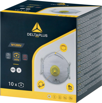 Delta Plus M1200V Beyaz Valfli 10’lu Kalıplı Tek Kullanımlık Solunum Maskesi P2 M1200VC