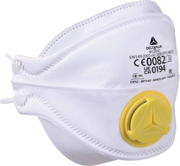 Delta Plus M1205V Beyaz Valfli FFP2 Katlanabilir Solunum Maskesi EN 149 FFP2 NR D M1205VC