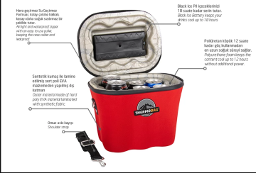 Thermobag Buzluklu 6'lı Termal içecek Çantası Kırmızı