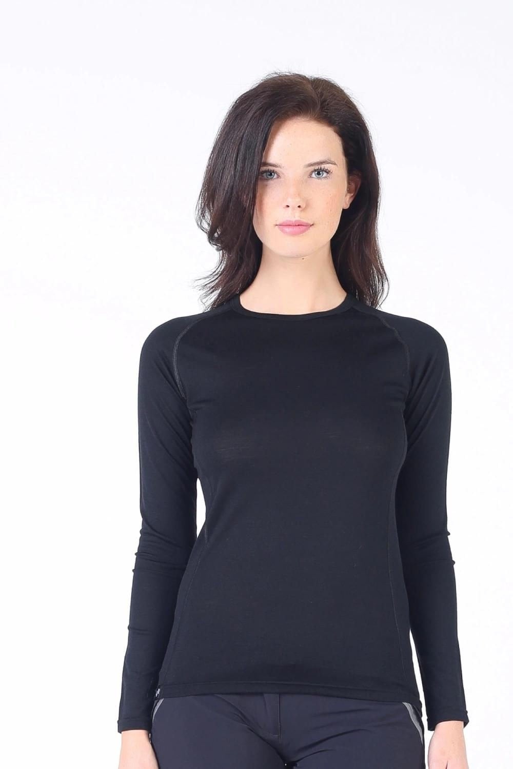 Woolona Kona Kadın Siyah Uzun Kollu %100 Yün Termal İçlik