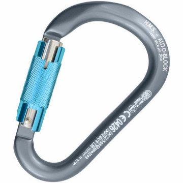 Kong HMS Classic 22KN Auto Block TriactLock Otomatik 3 Kilitli Karabina – EN 362/B – EN 12275/B – UIAA – EAC Sertifikalı Grey/Polished/Cyan