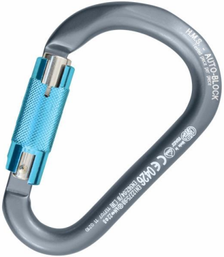Kong HMS Classic 22KN Auto Block TriactLock Otomatik 3 Kilitli Karabina – EN 362/B – EN 12275/B – UIAA – EAC Sertifikalı Grey/Polished/Cyan