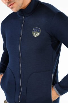 Woolona %100 Yün Fermuarlı Sweat Navy Blue