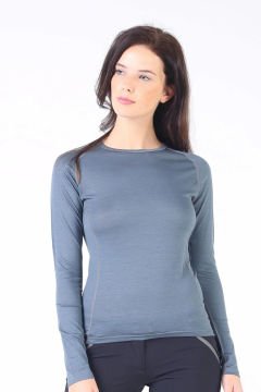 Woolona Kona Kadın Gri Uzun Kollu %100 Yün Termal İçlik