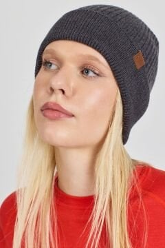 Woolona %100 Merinos Yünü Termal Kalın Bere Antrasit