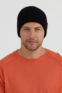 Woolona %100 Merinos Yünü Termal Kalın Bere Siyah