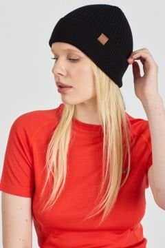 İcewall Woolona %100 Merinos Yünü Termal Kalın Bere Siyah