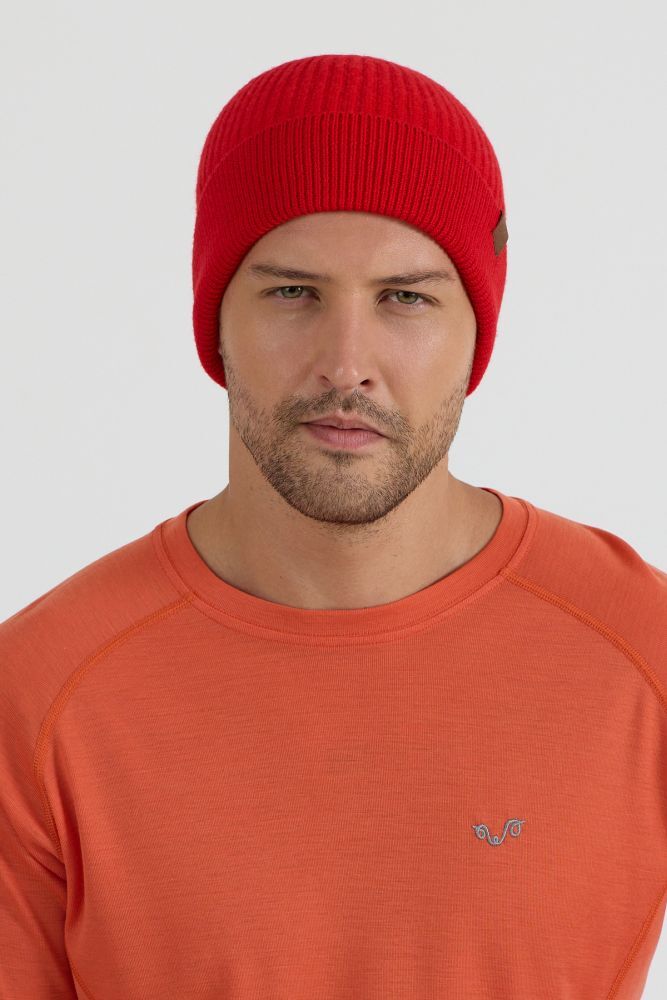 İcewall Woolona %100 Merinos Yünü Termal Kalın Bere Kırmızı