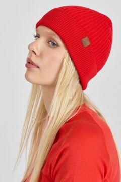 İcewall Woolona %100 Merinos Yünü Termal Kalın Bere Kırmızı