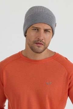 İcewall Woolona %100 Merinos Yünü Termal Kalın Bere Gri