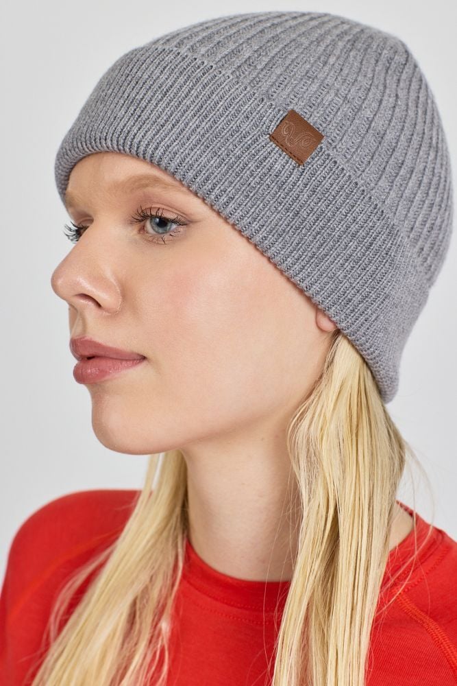 Woolona %100 Merinos Yünü Termal Kalın Bere Gri