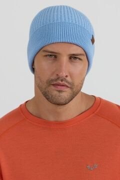 Woolona %100 Merinos Yünü Termal Kalın Bere Mavi