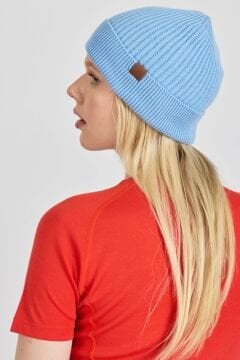 Woolona %100 Merinos Yünü Termal Kalın Bere Mavi