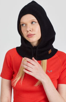 Woolona %100 Merinos Yünü Balaklava Siyah