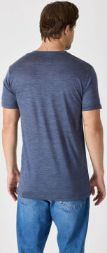 Woolona Baskılı Kısa Kollu %50 Yün %50 Lyocell T-shirt Lacivert