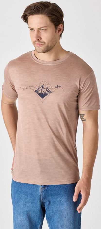 Woolona Baskılı Kısa Kollu %50 Yün %50 Lyocell T-shirt Violet