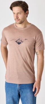 Woolona Baskılı Kısa Kollu %50 Yün %50 Lyocell T-shirt Violet