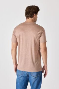 Woolona Baskılı Kısa Kollu %50 Yün %50 Lyocell T-shirt Violet