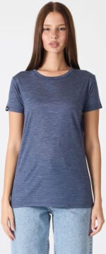 Woolona Kısa Kollu %50 Yün %50 Lyocell T-shirt Lacivert