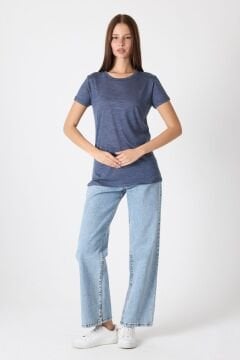 Woolona Kısa Kollu %50 Yün %50 Lyocell T-shirt Lacivert