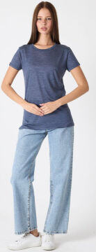 Woolona Kısa Kollu %50 Yün %50 Lyocell T-shirt Lacivert