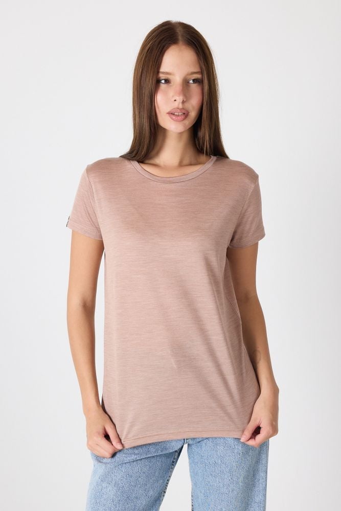 Woolona Kısa Kollu %50 Yün %50 Lyocell T-shirt Menekşe