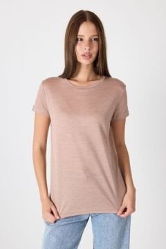 Woolona Kısa Kollu %50 Yün %50 Lyocell T-shirt Menekşe