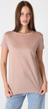 Woolona Kısa Kollu %50 Yün %50 Lyocell T-shirt Menekşe