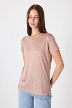 Woolona Kısa Kollu %50 Yün %50 Lyocell T-shirt Menekşe