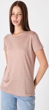 Woolona Kısa Kollu %50 Yün %50 Lyocell T-shirt Menekşe