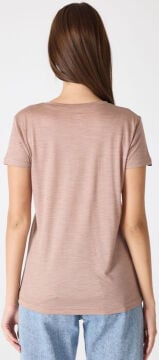 Woolona Kısa Kollu %50 Yün %50 Lyocell T-shirt Menekşe
