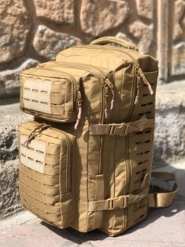BushCraft Combat Lazercut Bej Taktik Çanta 50LT