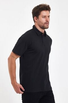 Woolona %100 Merinos Yünü Erkek Polo Üst Siyah